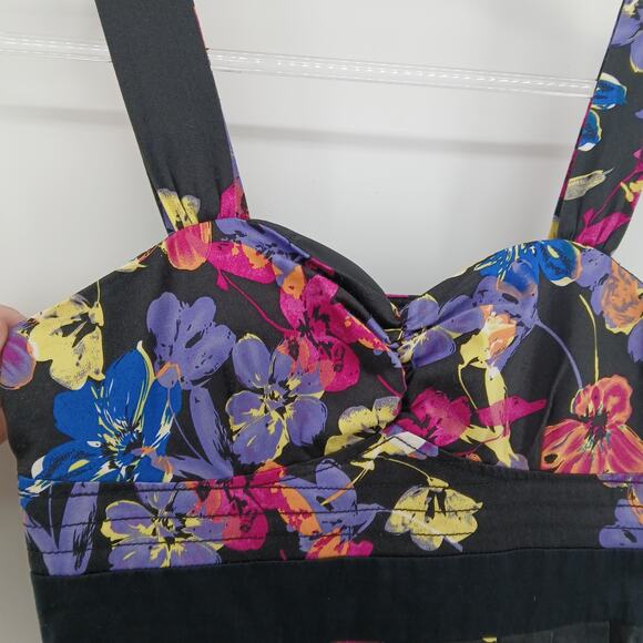 Candies Black Floral Print Sweetheart Babydoll Mini Dress Womens 9 Y2K HOCO - Picture 2 of 11